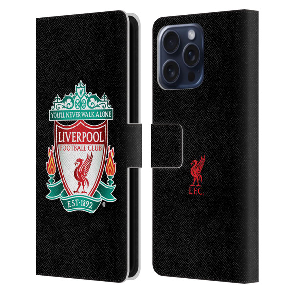 Liverpool Football Club Crest 1 Black 1 Leather Book Wallet Case Cover For Apple iPhone 16 Pro Max