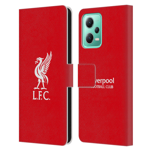 Liverpool Football Club Liver Bird White Logo In Red Leather Book Wallet Case Cover For Xiaomi Redmi Note 12 5G