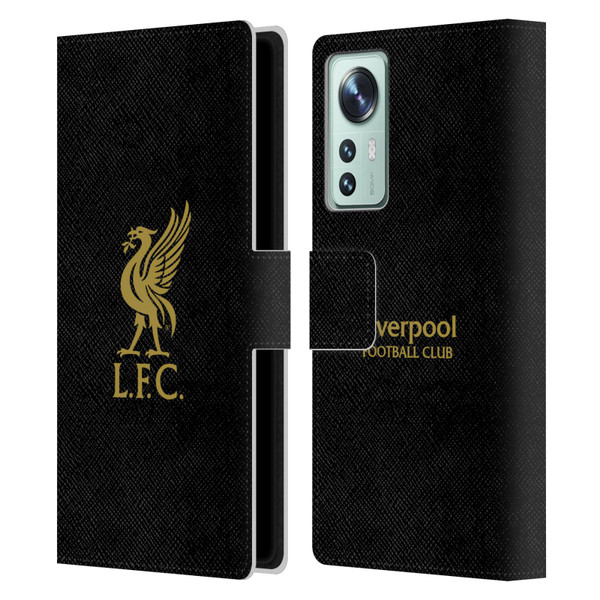 Liverpool Football Club Liver Bird Gold Logo On Black Leather Book Wallet Case Cover For Xiaomi 12
