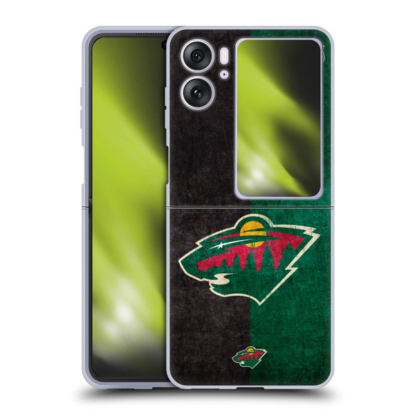 NHL Minnesota Wild Half Distressed Soft Gel Case for OPPO Find N2 Flip