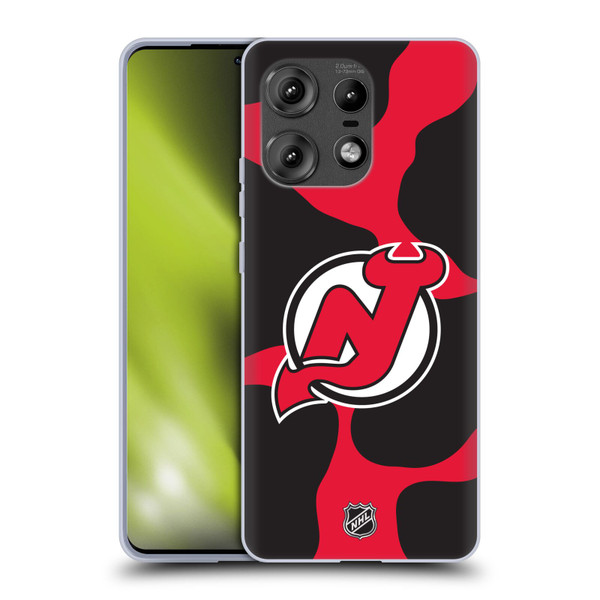 NHL New Jersey Devils Cow Pattern Soft Gel Case for Motorola Edge 50 Pro