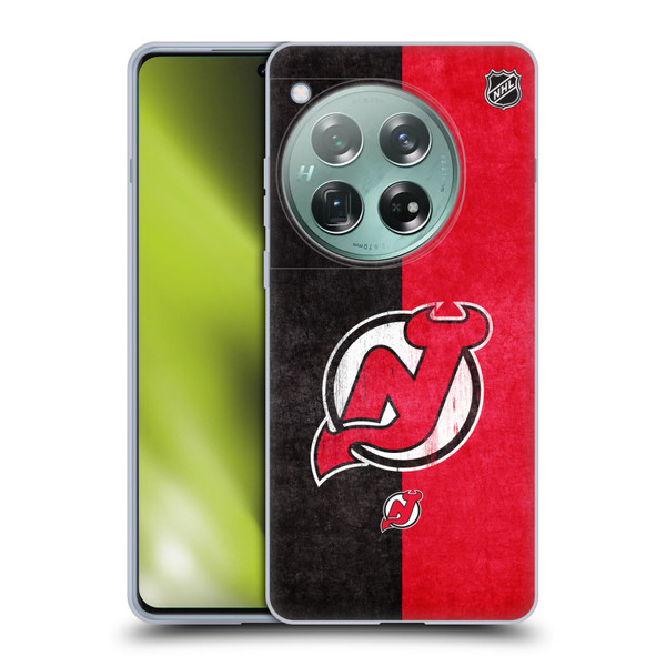 NHL New Jersey Devils Half Distressed Soft Gel Case for OnePlus 12