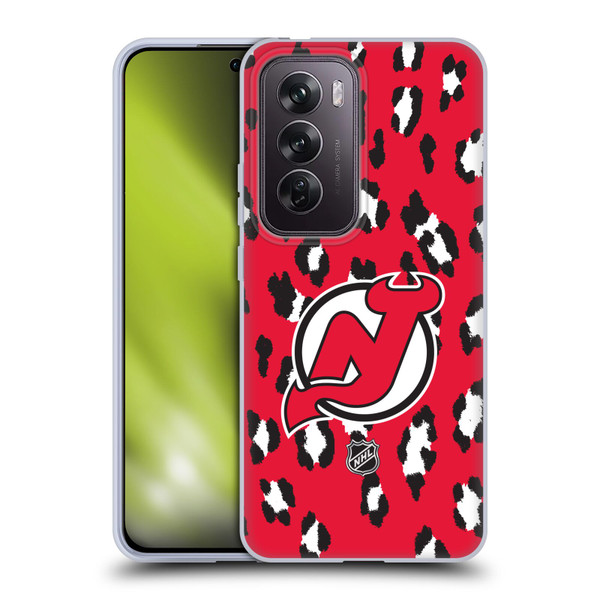 NHL New Jersey Devils Leopard Pattern Soft Gel Case for OPPO Reno12 Pro 5G