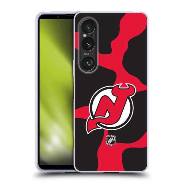 NHL New Jersey Devils Cow Pattern Soft Gel Case for Sony Xperia 1 VI 5G
