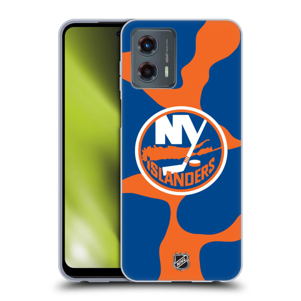 NHL New York Islanders Cow Pattern Soft Gel Case for Motorola Moto G (2023)