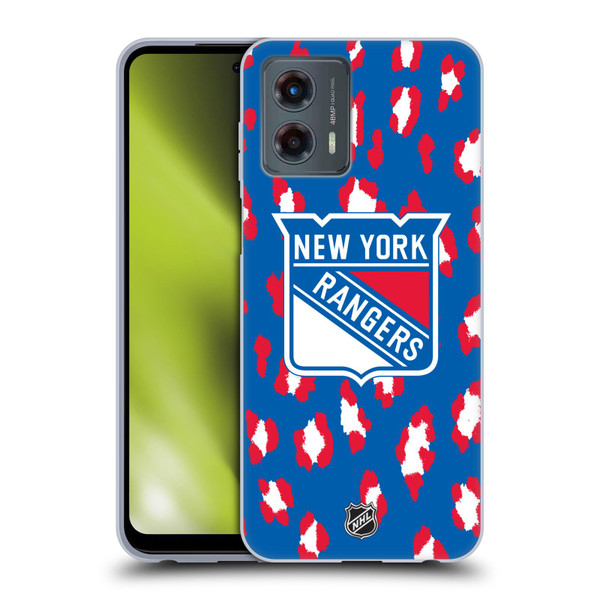 NHL New York Rangers Leopard Pattern Soft Gel Case for Motorola Moto G (2023)