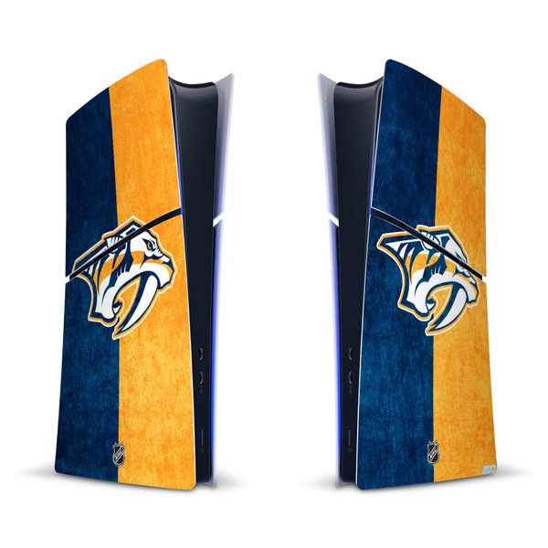 NHL Nashville Predators Half Distressed Vinyl Sticker Skin Decal Cover for Sony PS5 Slim Digital Edition Console