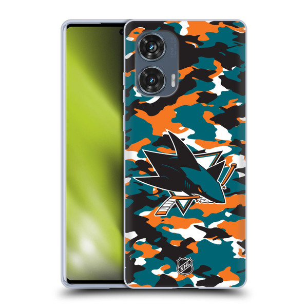 NHL San Jose Sharks Camouflage Soft Gel Case for Motorola Edge 50 Fusion