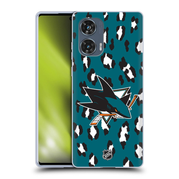 NHL San Jose Sharks Leopard Pattern Soft Gel Case for Motorola Edge 50 Fusion