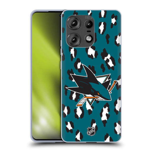 NHL San Jose Sharks Leopard Pattern Soft Gel Case for Motorola Edge 50 Pro