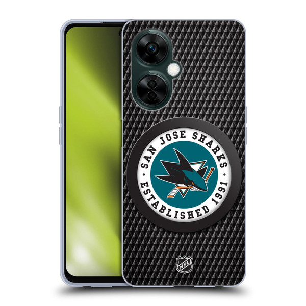 NHL San Jose Sharks Puck Texture Soft Gel Case for OnePlus Nord N30
