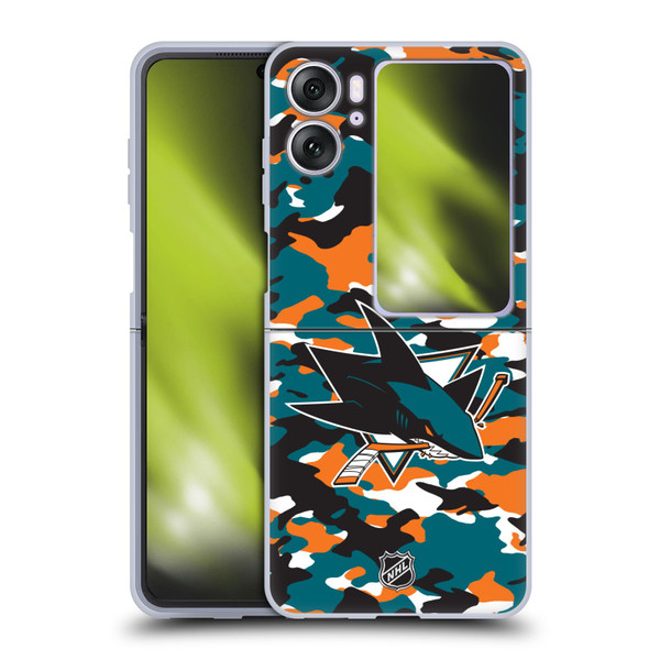 NHL San Jose Sharks Camouflage Soft Gel Case for OPPO Find N2 Flip