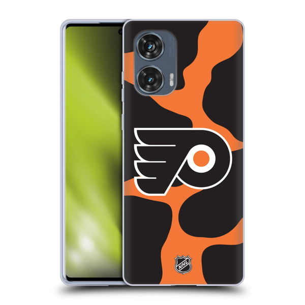 NHL Philadelphia Flyers Cow Pattern Soft Gel Case for Motorola Edge 50 Fusion