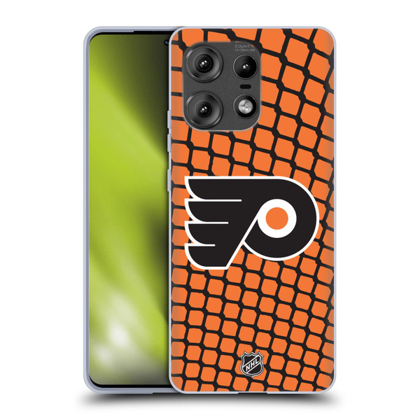 NHL Philadelphia Flyers Net Pattern Soft Gel Case for Motorola Edge 50 Pro