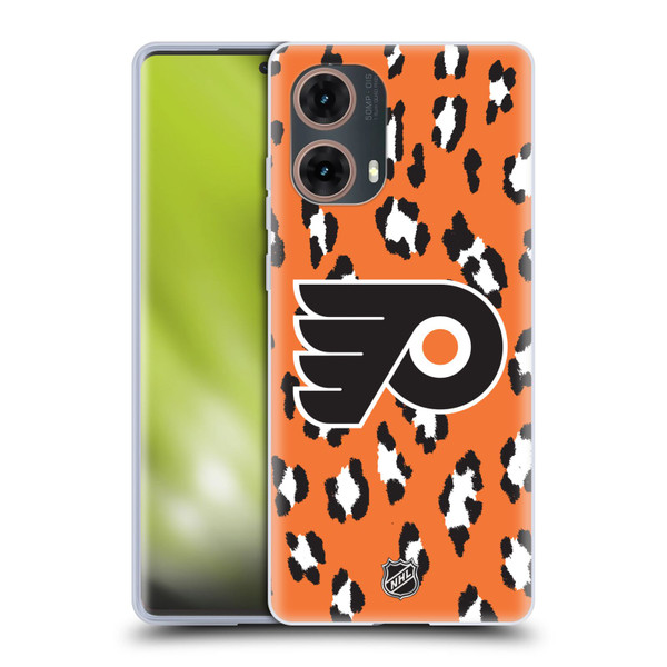 NHL Philadelphia Flyers Leopard Pattern Soft Gel Case for Motorola Moto G85