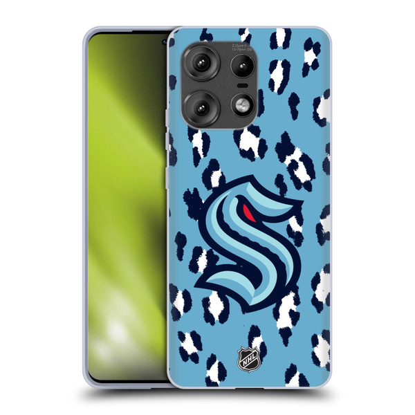 NHL Seattle Kraken Leopard Pattern Soft Gel Case for Motorola Edge 50 Pro