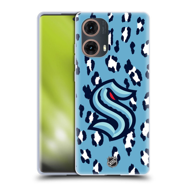 NHL Seattle Kraken Leopard Pattern Soft Gel Case for Motorola Moto G85