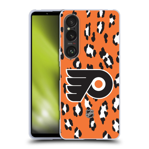 NHL Philadelphia Flyers Leopard Pattern Soft Gel Case for Sony Xperia 1 VI 5G