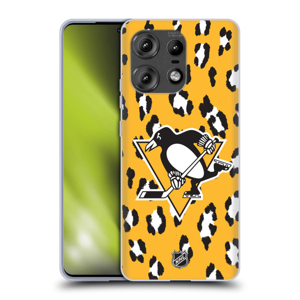 NHL Pittsburgh Penguins Leopard Pattern Soft Gel Case for Motorola Edge 50 Pro