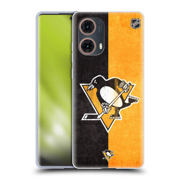 NHL Pittsburgh Penguins Half Distressed Soft Gel Case for Motorola Moto G85