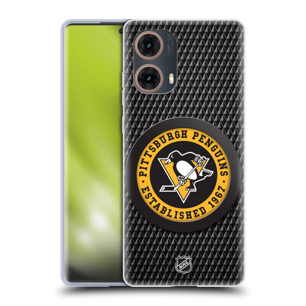 NHL Pittsburgh Penguins Puck Texture Soft Gel Case for Motorola Moto G85