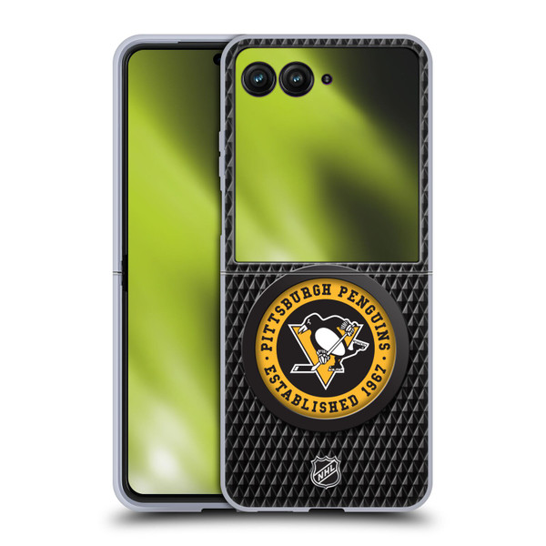 NHL Pittsburgh Penguins Puck Texture Soft Gel Case for Motorola Razr 50 Ultra