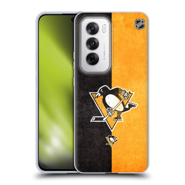 NHL Pittsburgh Penguins Half Distressed Soft Gel Case for OPPO Reno12 5G