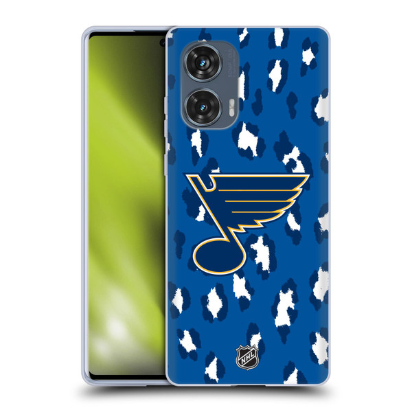 NHL St Louis Blues Leopard Pattern Soft Gel Case for Motorola Edge 50 Fusion