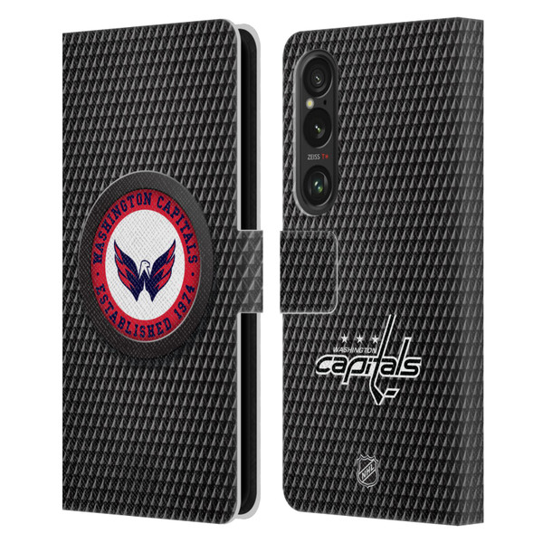 NHL Washington Capitals Puck Texture Leather Book Wallet Case Cover For Sony Xperia 1 VI 5G