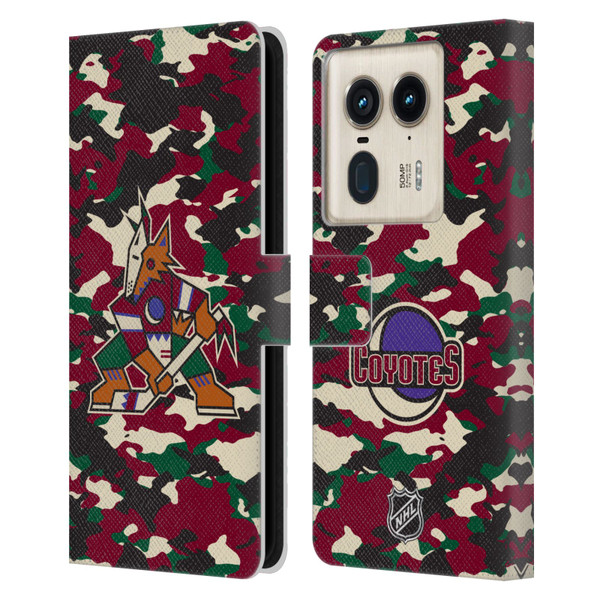 NHL Arizona Coyotes Camouflage Leather Book Wallet Case Cover For Motorola Edge 50 Ultra/X50 Ultra