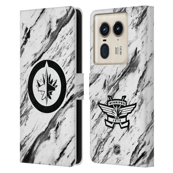 NHL Winnipeg Jets Marble Leather Book Wallet Case Cover For Motorola Edge 50 Ultra/X50 Ultra