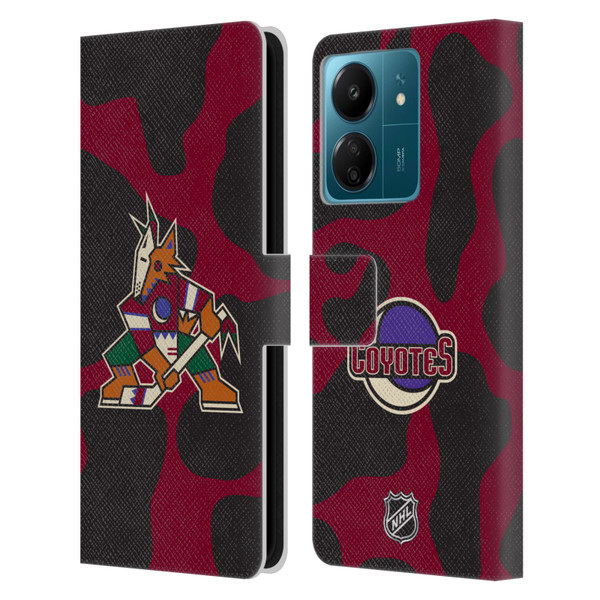 NHL Arizona Coyotes Cow Pattern Leather Book Wallet Case Cover For Xiaomi Redmi 13C 4G