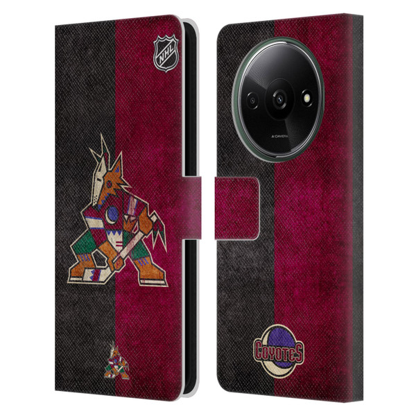 NHL Arizona Coyotes Half Distressed Leather Book Wallet Case Cover For Xiaomi Redmi A3