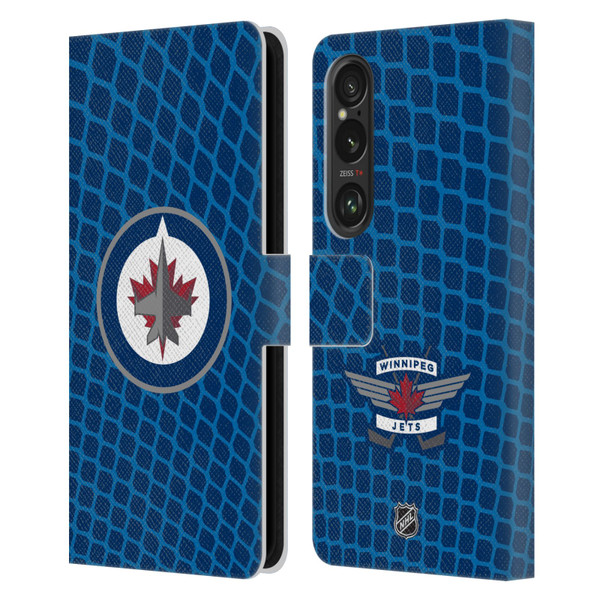 NHL Winnipeg Jets Net Pattern Leather Book Wallet Case Cover For Sony Xperia 1 VI 5G