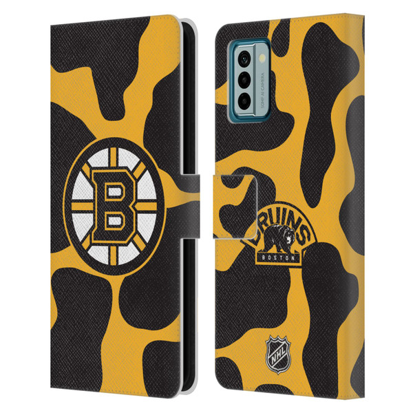 NHL Boston Bruins Cow Pattern Leather Book Wallet Case Cover For Nokia G42
