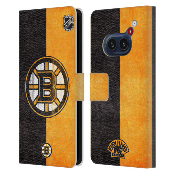 NHL Boston Bruins Half Distressed Leather Book Wallet Case Cover For Nothing Phone (2a)