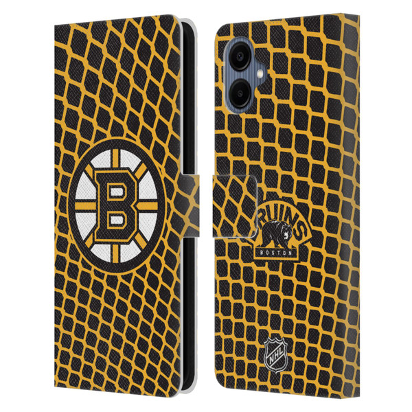 NHL Boston Bruins Net Pattern Leather Book Wallet Case Cover For Samsung Galaxy A06 4G / 5G