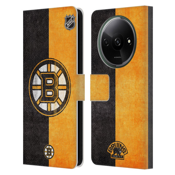 NHL Boston Bruins Half Distressed Leather Book Wallet Case Cover For Xiaomi Redmi A3