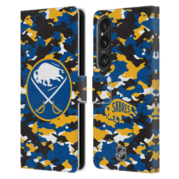 NHL Buffalo Sabres Camouflage Leather Book Wallet Case Cover For Sony Xperia 1 VI 5G