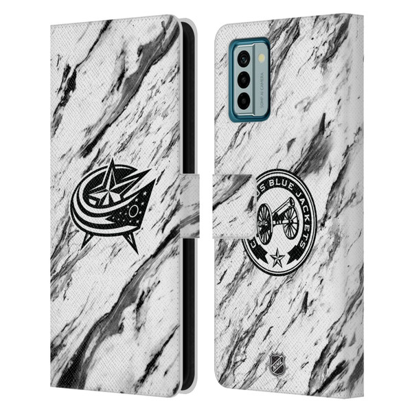 NHL Columbus Blue Jackets Marble Leather Book Wallet Case Cover For Nokia G42