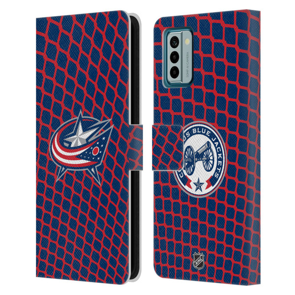 NHL Columbus Blue Jackets Net Pattern Leather Book Wallet Case Cover For Nokia G42