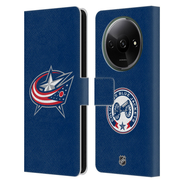 NHL Columbus Blue Jackets Plain Leather Book Wallet Case Cover For Xiaomi Redmi A3