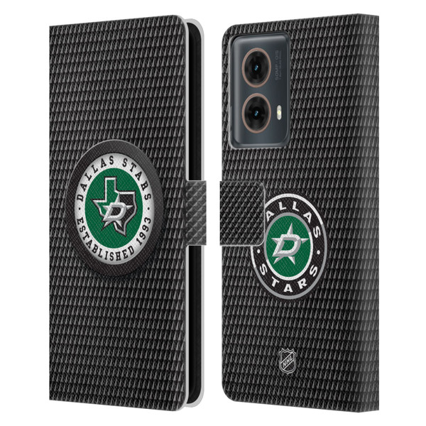 NHL Dallas Stars Puck Texture Leather Book Wallet Case Cover For Motorola Moto G85