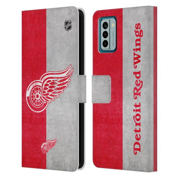 NHL Detroit Red Wings Half Distressed Leather Book Wallet Case Cover For Nokia G42