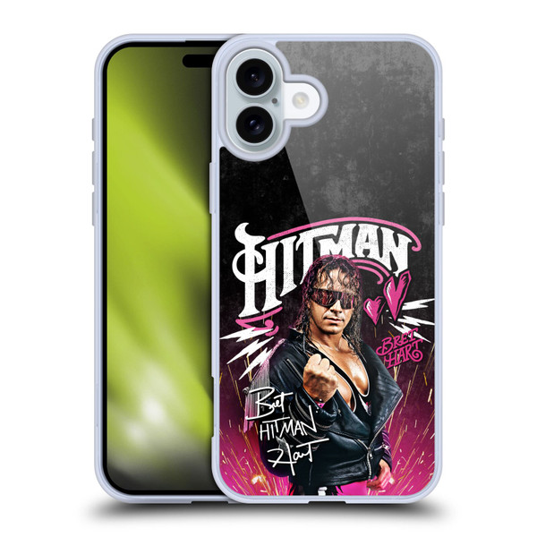 WWE Bret Hart Hitman Graphics Soft Gel Case for Apple iPhone 16 Plus