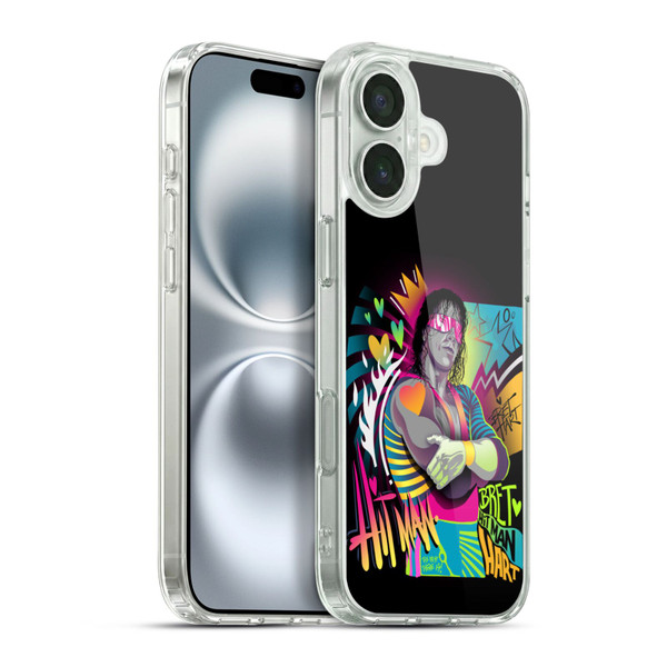 WWE Bret Hart Neon Art Soft Gel Case for Apple iPhone 16 Plus & MagSafe