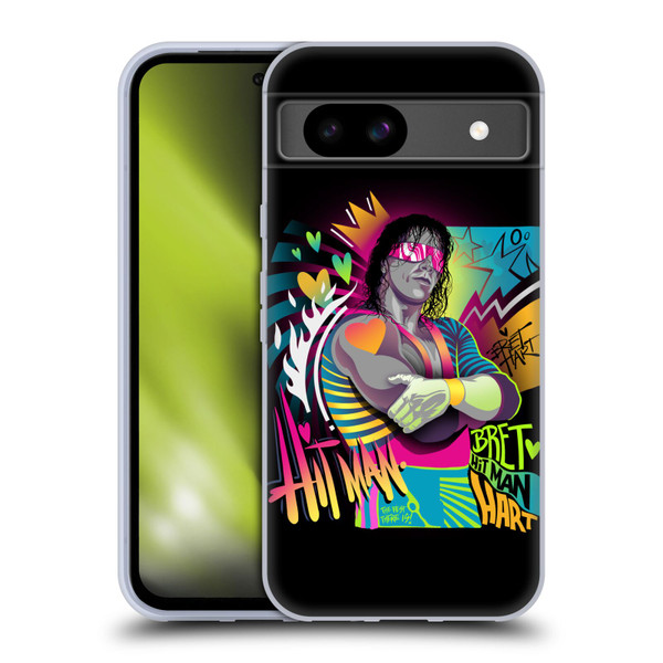 WWE Bret Hart Neon Art Soft Gel Case for Google Pixel 8a