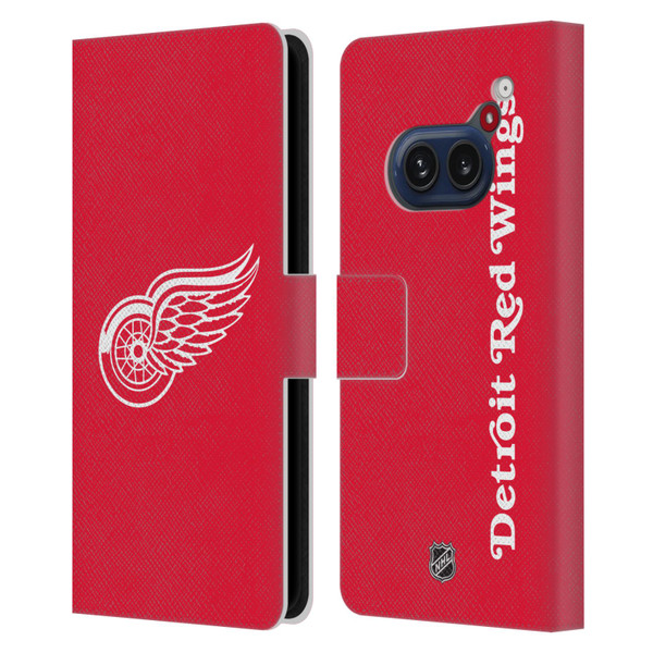 NHL Detroit Red Wings Plain Leather Book Wallet Case Cover For Nothing Phone (2a)