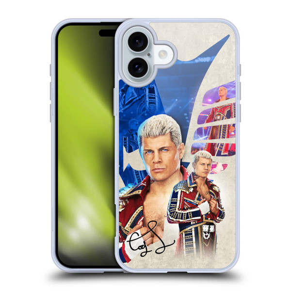 WWE Cody Rhodes Superstar Graphics Soft Gel Case for Apple iPhone 16 Plus