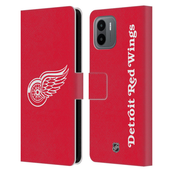 NHL Detroit Red Wings Plain Leather Book Wallet Case Cover For Xiaomi Redmi A2